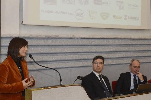 Debora Serracchiani (Presidente Regione Friuli Venezia Giulia), Carlo Moser (Direttore Friulia) e Pietro Del Fabbro (Presidente Friulia) alla celebrazione in occasione dei 50 anni di fondazione di Friulia - Trieste 27/11/2017